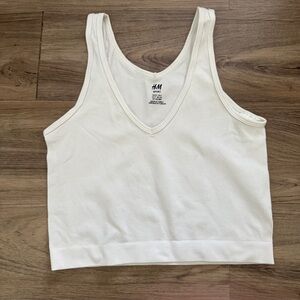 H&M Sport White Ribbed Tank Top Size Small